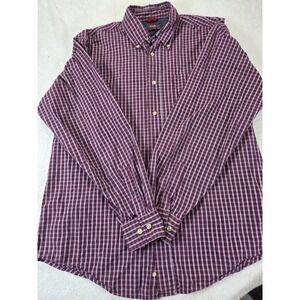 Wrangler Mens M Plaid Shirt Red Check Western Casual Workwear Button Down